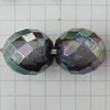 Acrylic Beads Plated AB, Faceted Oval 12mm Hole:2mm, Sold by Bag 