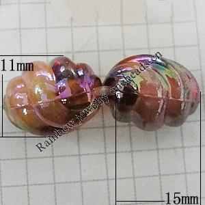 Acrylic Beads Plated AB, Twist Oval 15x11mm Hole:2.5mm, Sold by Bag 