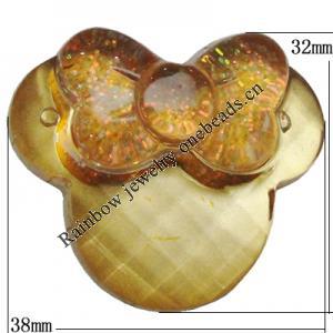 Acrylic Cabochons With Colorful Powder No Hole, 38x32mm, Sold by Bag