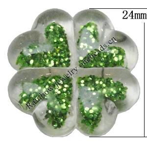 Acrylic Cabochons With Colorful Powder No Hole, Star 24mm, Sold by Bag