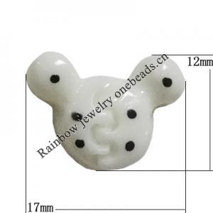 Resin Cabochons, No Hole Headwear & Costume Accessory, Animal Head，The other side is Flat 17x12mm, Sold by Bag