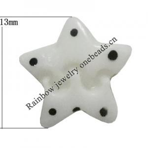 Resin Cabochons, No Hole Headwear & Costume Accessory, Star，The other side is Flat 13mm, Sold by Bag