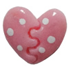 Resin Cabochons, No Hole Headwear & Costume Accessory, Heart，The other side is Flat 12x13mm, Sold by Bag