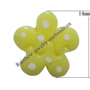Resin Cabochons, No Hole Headwear & Costume Accessory, Flower，The other side is Flat 14mm, Sold by Bag