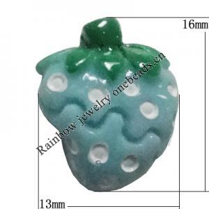 Resin Cabochons, No Hole Headwear & Costume Accessory, Strawberry，The other side is Flat 16x13mm, Sold by Bag