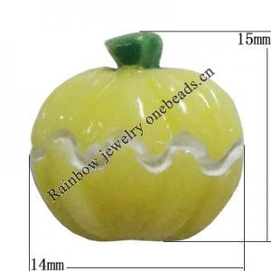 Resin Cabochons, No Hole Headwear & Costume Accessory, Fruit，The other side is Flat 15x14mm, Sold by Bag