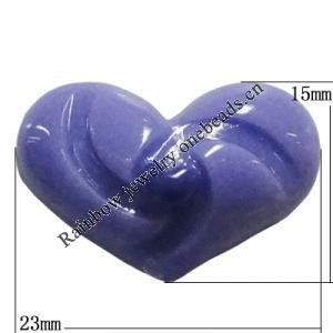 Resin Cabochons, No Hole Headwear & Costume Accessory, Heart，The other side is Flat 15x23mm, Sold by Bag