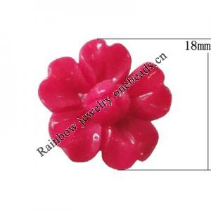 Resin Cabochons, No Hole Headwear & Costume Accessory, Flower，The other side is Flat 18mm, Sold by Bag