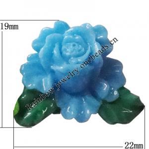 Resin Cabochons, No Hole Headwear & Costume Accessory, Flower，The other side is Flat 19x22mm, Sold by Bag