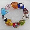 Gold Sand and Silver Foil Lampwork Beads Bracelets, Bead Size: 20mm Length:7.8 Inch, Sold by Strand