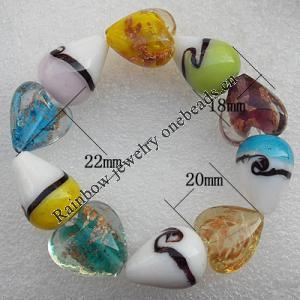 Gold Sand Lampwork Beads Bracelets, Bead Size: 20mm Length:7.8 Inch, Sold by Strand