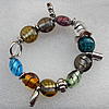 Silver Foil Lampwork Beads Bracelets, Bead Size: 20mm Length:7.8 Inch, Sold by Strand