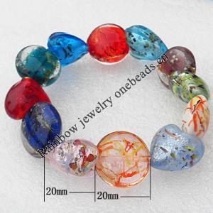 Luminous Lampwork Beads Bracelets, Bead Size:20mm Length:7.8 Inch, Sold by Strand