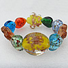 Gold Sand Lampwork Beads Bracelets, Bead Size:30x25mm Length:7.8 Inch, Sold by Strand