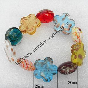 Gold Sand Lampwork Beads Bracelets, Bead Size:25mm Length:7.8 Inch, Sold by Strand