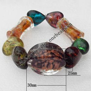 Gold Sand Lampwork Beads Bracelets, Bead Size:30x25mm Length:7.8 Inch, Sold by Strand