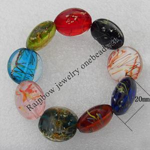 Luminous Lampwork Beads Bracelets, Bead Size:20mm Length:7.8 Inch, Sold by Strand