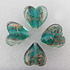 Gold Sand Lampwork Beads, Heart 28mm Hole:About 2mm, Sold by PC