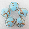 Gold Sand Lampwork Beads, Flat Round 28mm Hole:About 2mm, Sold by PC