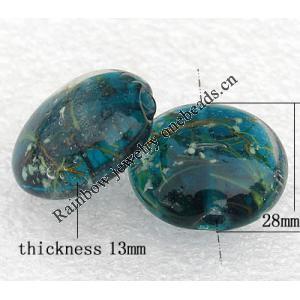 Luminous Lampwork Beads, Flat Round 28x13mm Hole:About 2mm, Sold by PC