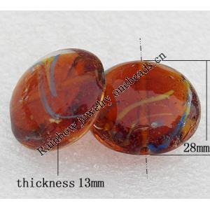 Luminous Lampwork Beads, Flat Round 28x13mm Hole:About 2mm, Sold by PC