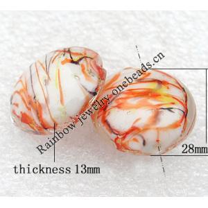 Luminous Lampwork Beads, Flat Round 28x13mm Hole:About 2mm, Sold by PC