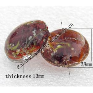 Luminous Lampwork Beads, Flat Round 28x13mm Hole:About 2mm, Sold by PC