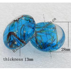 Luminous Lampwork Beads, Flat Round 28x13mm Hole:About 2mm, Sold by PC