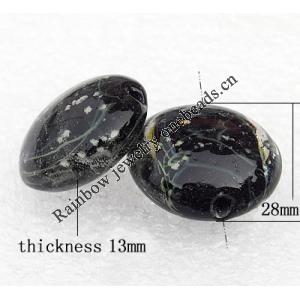 Luminous Lampwork Beads, Flat Round 28x13mm Hole:About 2mm, Sold by PC