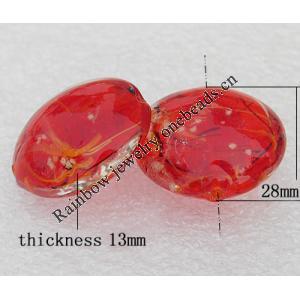 Luminous Lampwork Beads, Flat Round 28x13mm Hole:About 2mm, Sold by PC