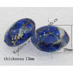 Luminous Lampwork Beads, Flat Round 28x13mm Hole:About 2mm, Sold by PC