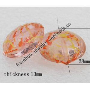 Luminous Lampwork Beads, Flat Round 28x13mm Hole:About 2mm, Sold by PC