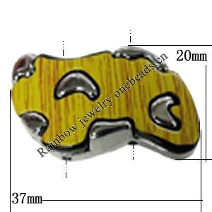 CCB With Acrylic Beads, 37x20mm Hole:2mm, Sold by Bag