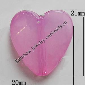 Transparent Acrylic Beads, Heart 21x20mm Hole:1mm, Sold by Bag 