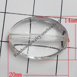 Transparent Acrylic Beads, Flat Oval 20x14mm Hole:1mm, Sold by Bag 