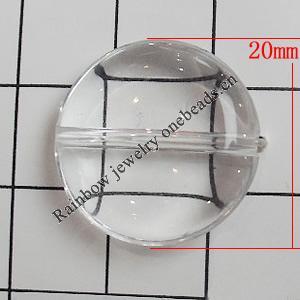 Transparent Acrylic Beads, Flat Round 20mm Hole:1mm, Sold by Bag 