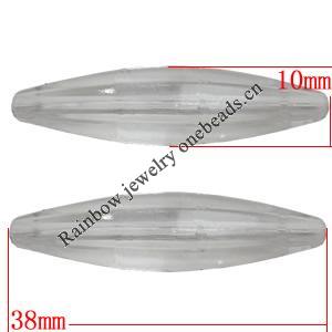 Transparent Acrylic Beads, Faceted Oval 38x10mm Hole:1mm, Sold by Bag 