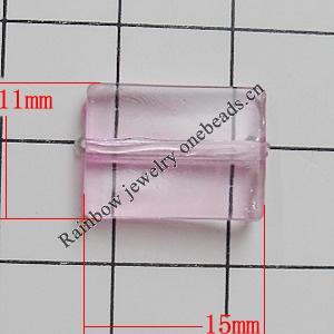 Transparent Acrylic Beads, Rectangle 15x11mm Hole:1mm, Sold by Bag 
