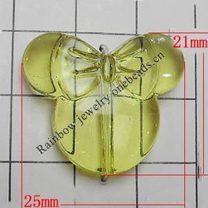 Transparent Acrylic Beads, Animal Head 25x21mm Hole:1mm, Sold by Bag 