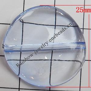 Transparent Acrylic Beads, Twist Flat Round 25mm Hole:1.5mm, Sold by Bag 