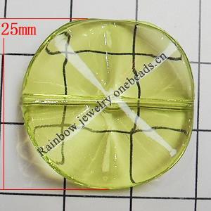 Transparent Acrylic Beads, Twist Flat Round 25mm Hole:1.5mm, Sold by Bag 