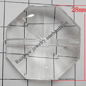 Transparent Acrylic Beads, Polygon 28mm Hole:1.5mm, Sold by Bag 