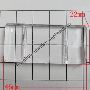 Transparent Acrylic Connectors, Rectangle 46x22mm Hole:2mm, Sold by Bag 