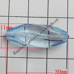 Transparent Acrylic Beads, Twist Oval 30x11mm Hole:1mm, Sold by Bag 