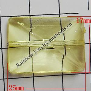 Transparent Acrylic Beads, Faceted Rectangle 25x17mm Hole:1mm, Sold by Bag 