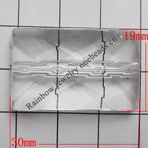 Transparent Acrylic Beads, Faceted Rectangle 30x19mm Hole:3mm, Sold by Bag 
