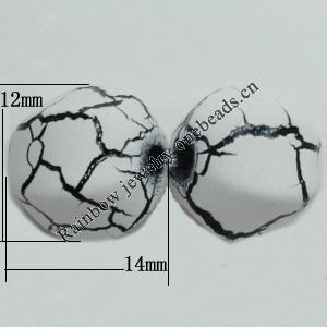 Crackle Acrlylic Beads, Edge Round 14x12mm Hole:2mm, Sold by Bag