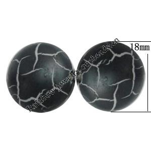 Crackle Acrlylic Beads, Flat Round 18mm Hole:1.5mm, Sold by Bag