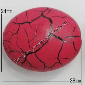 Crackle Acrlylic Beads, Flat Oval 28x24mm Hole:3mm, Sold by Bag