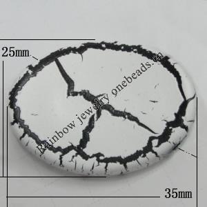 Crackle Acrlylic Beads, Flat Oval 35x25mm Hole:2mm, Sold by Bag
